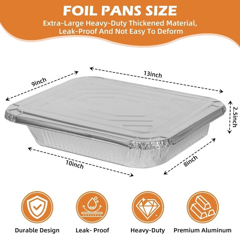 Findful Aluminum Pans with Lids 9x13 (25 Pack) – Foil Pans, Aluminum Trays for Cooking, Baking, Storing & Prepping Food – Tin Foil Pan, Disposable Baking Pan – Heavy-Duty, Leak-Proof & Oven-Safe - Image 3